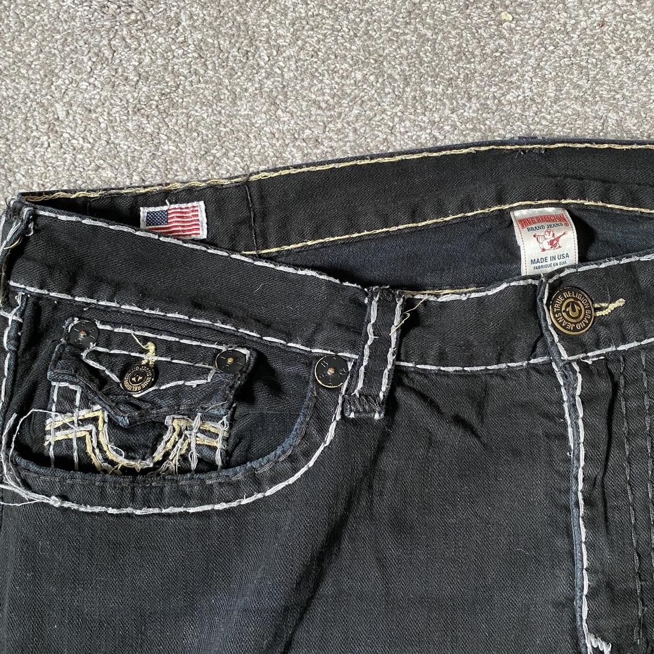 True Religion jeans in black w/white/gold - Depop