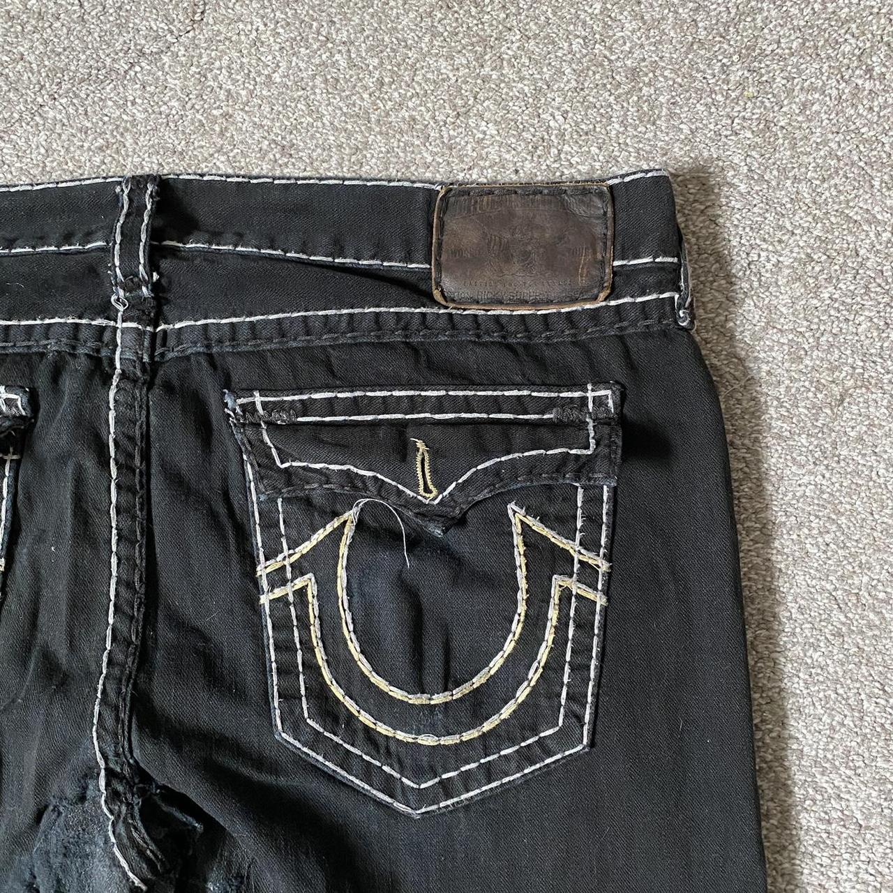 True Religion jeans in black w/white/gold - Depop