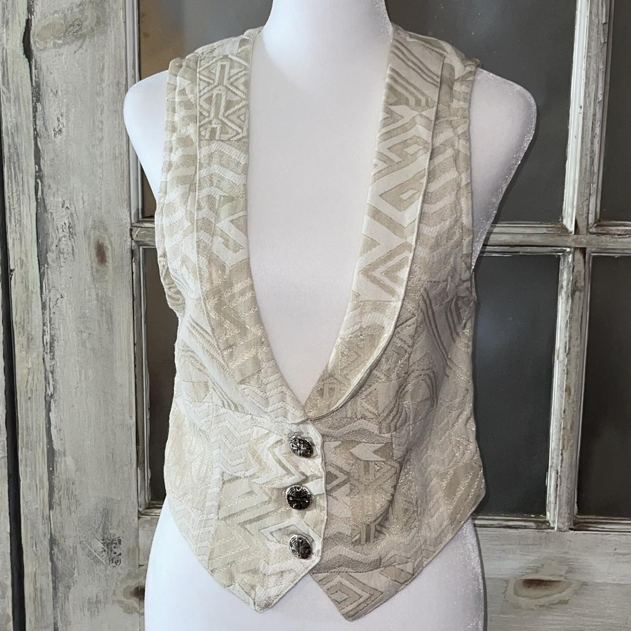 Circle T vintage women’s Vest, cream textured with 3... - Depop