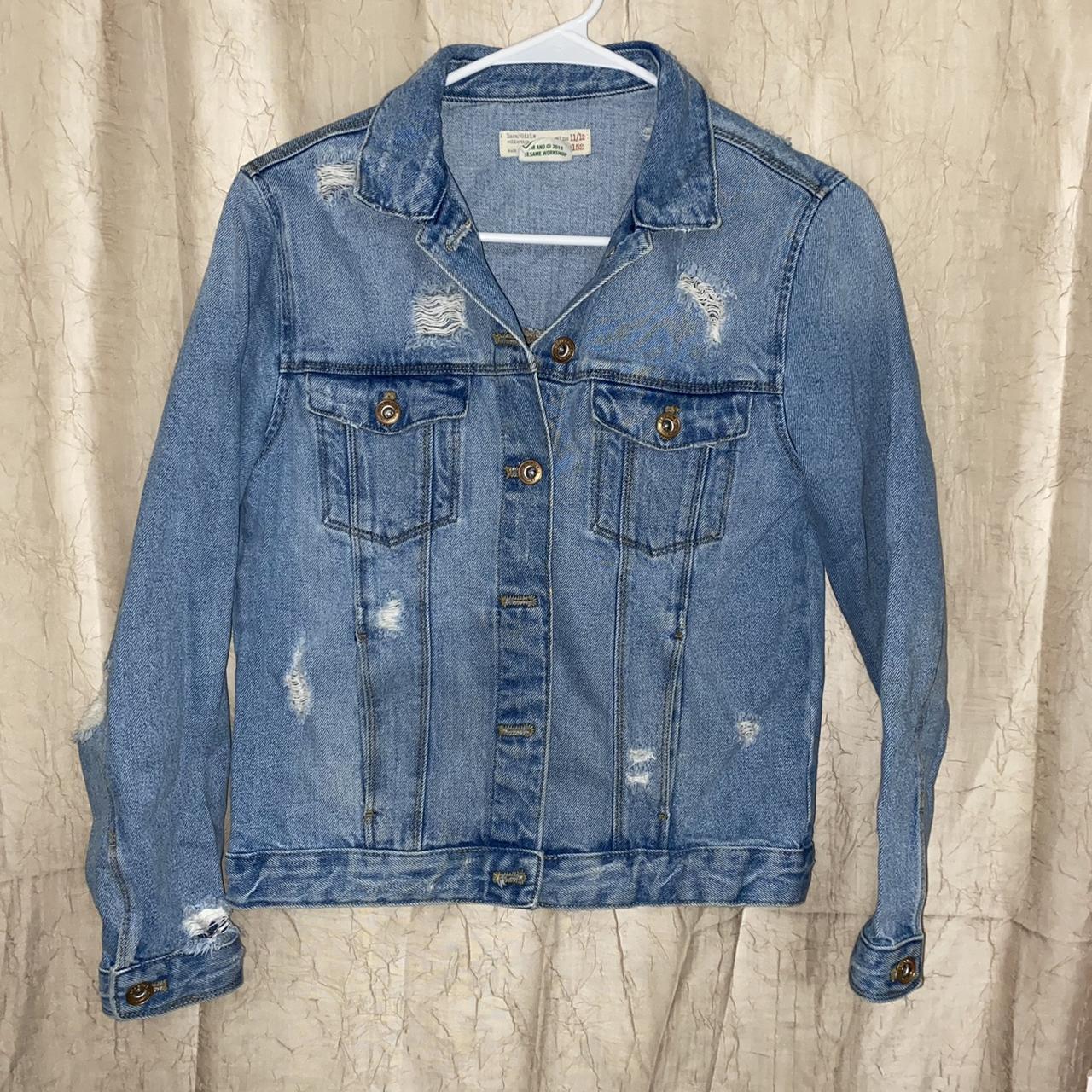 Ladies distressed denim jacket, Zara trafaluc denimwear, Medium | eBay