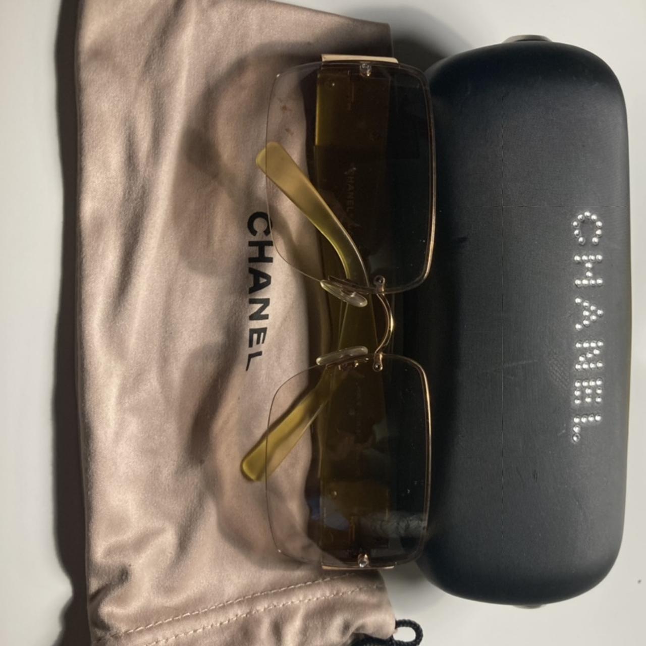 vintage 90s authentic Chanel rhinestone sunglasses - Depop