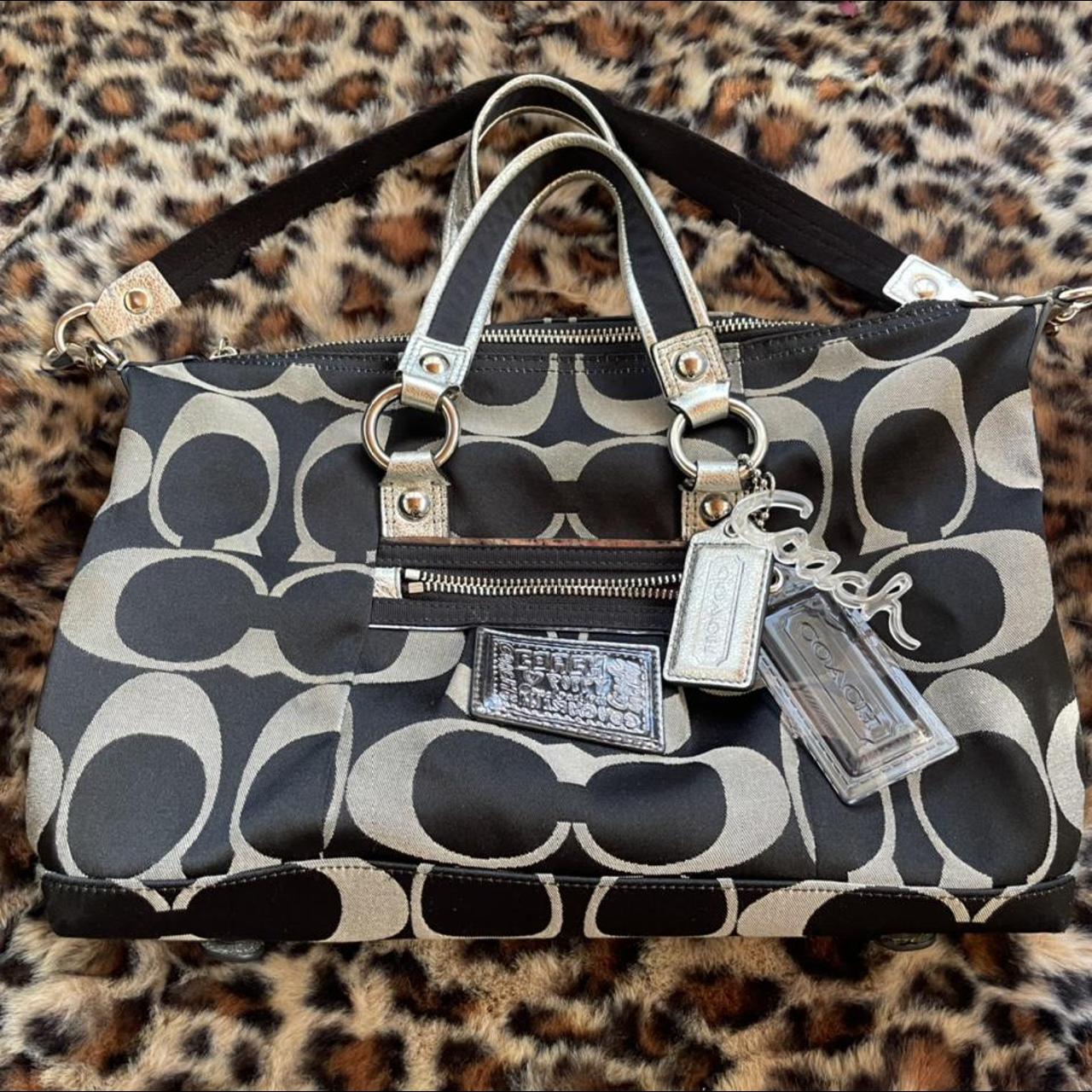 Early 2000s black and silver Authentic Coach bag