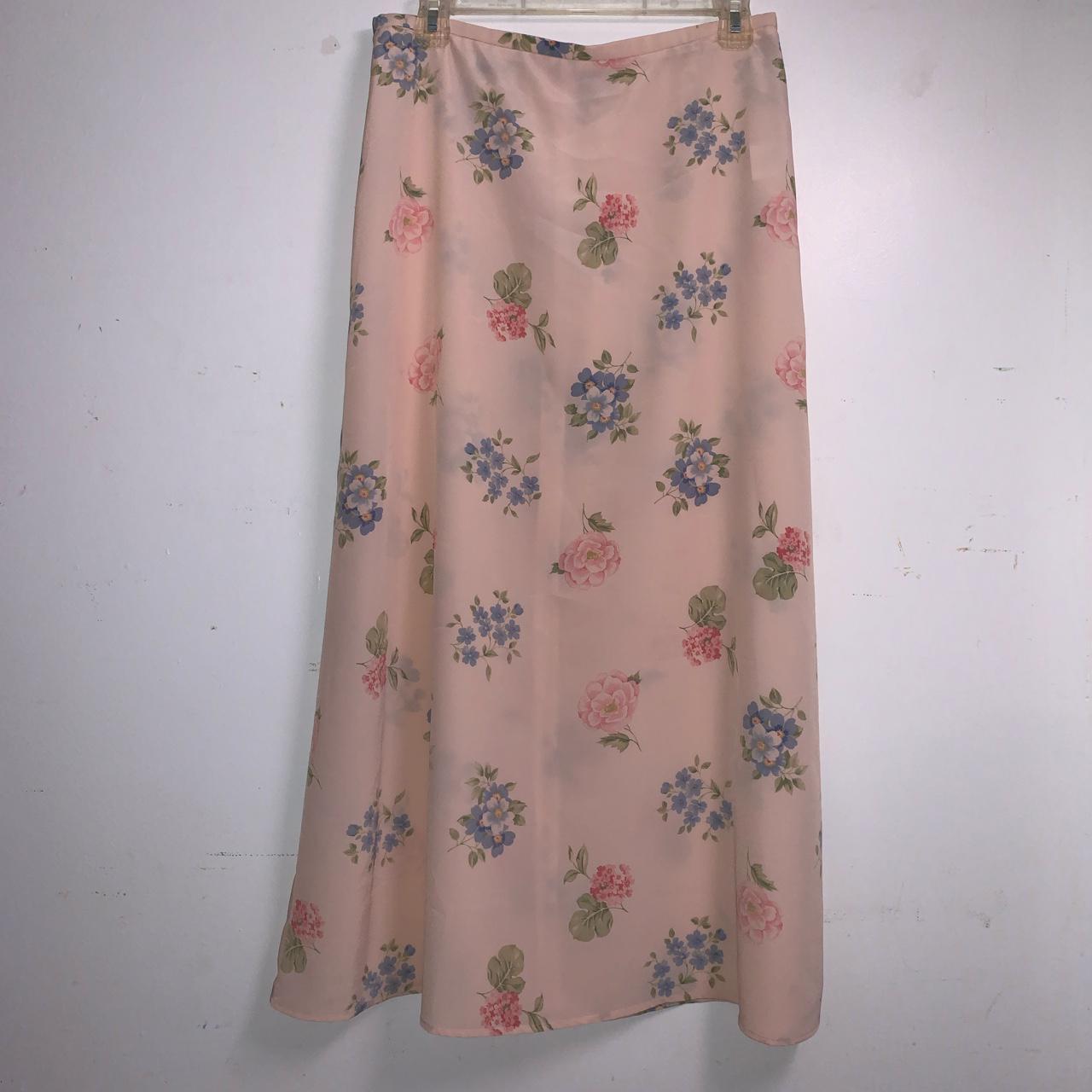 80s/90s sheer floral skirt. Long flowing skirt... - Depop