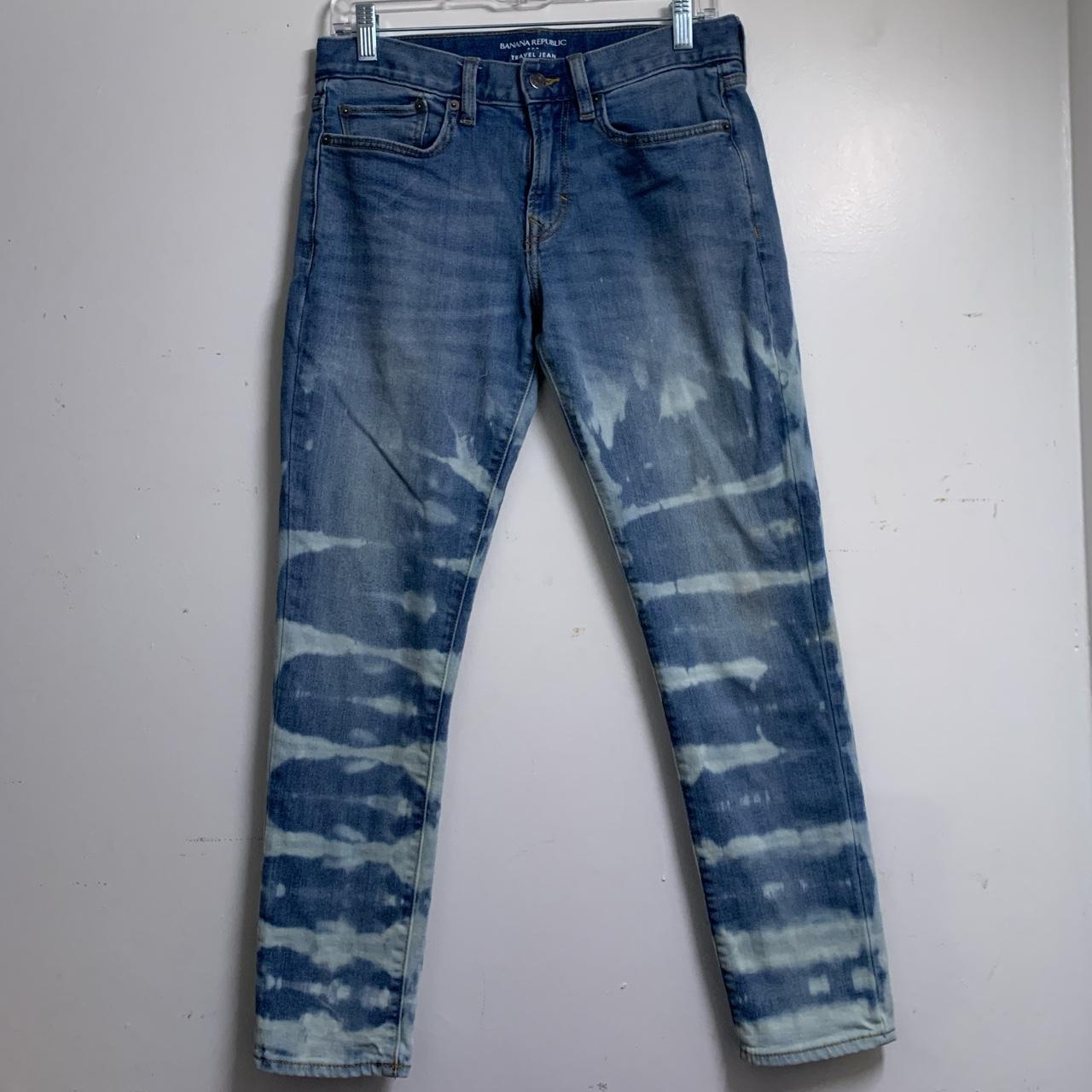 Bleach Dyed Blue Jeans Banana Republic,... Depop