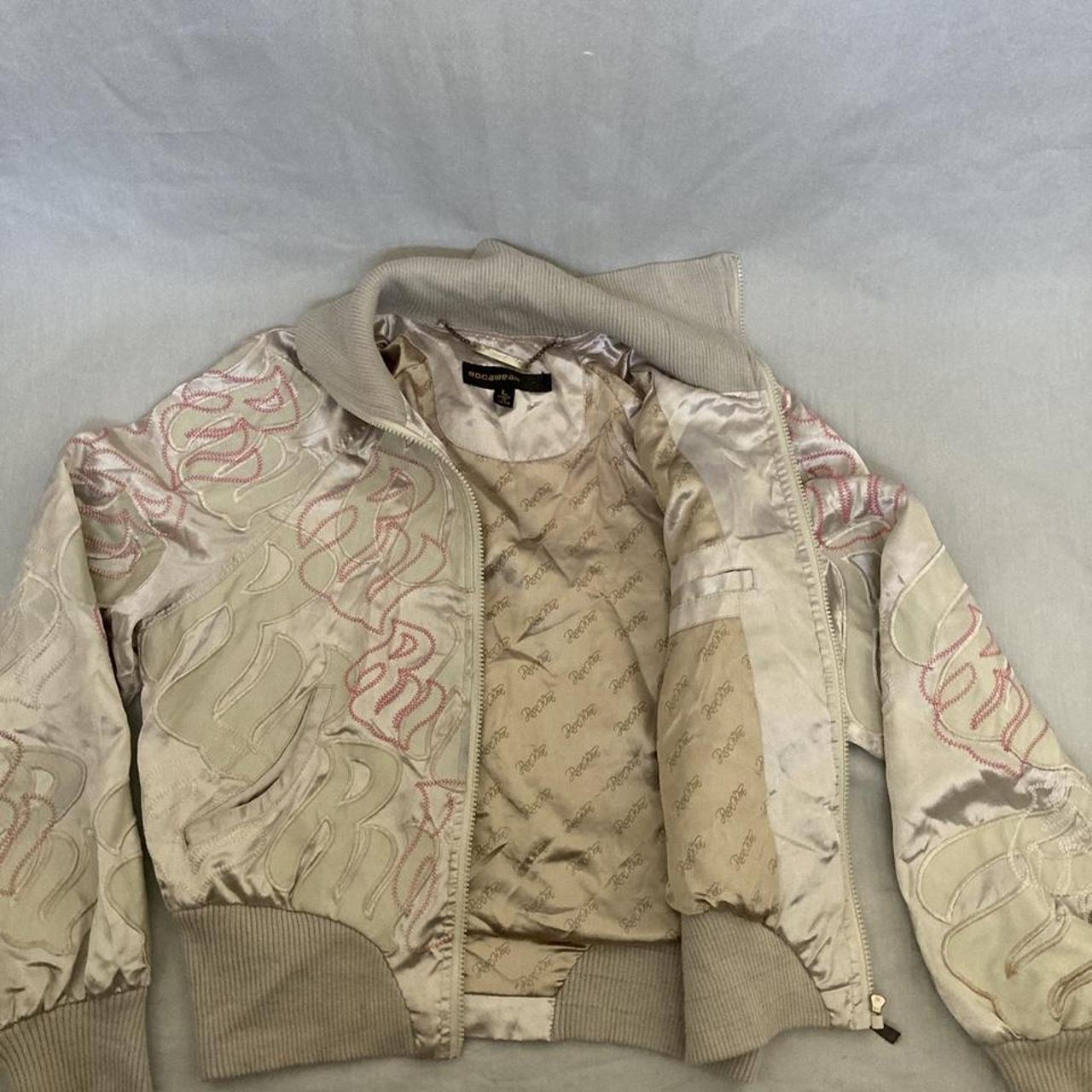 Rocawear Women's Cream and Pink Jacket | Depop