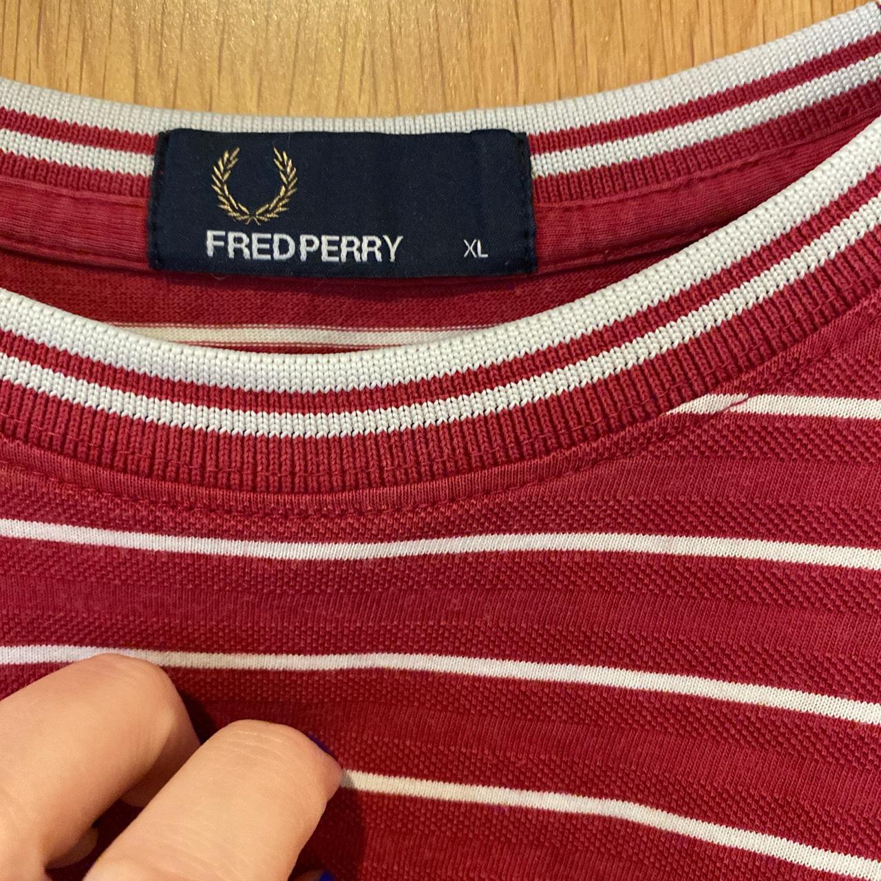 Fred Perry striped T-shirt Size - XL (Standard... - Depop