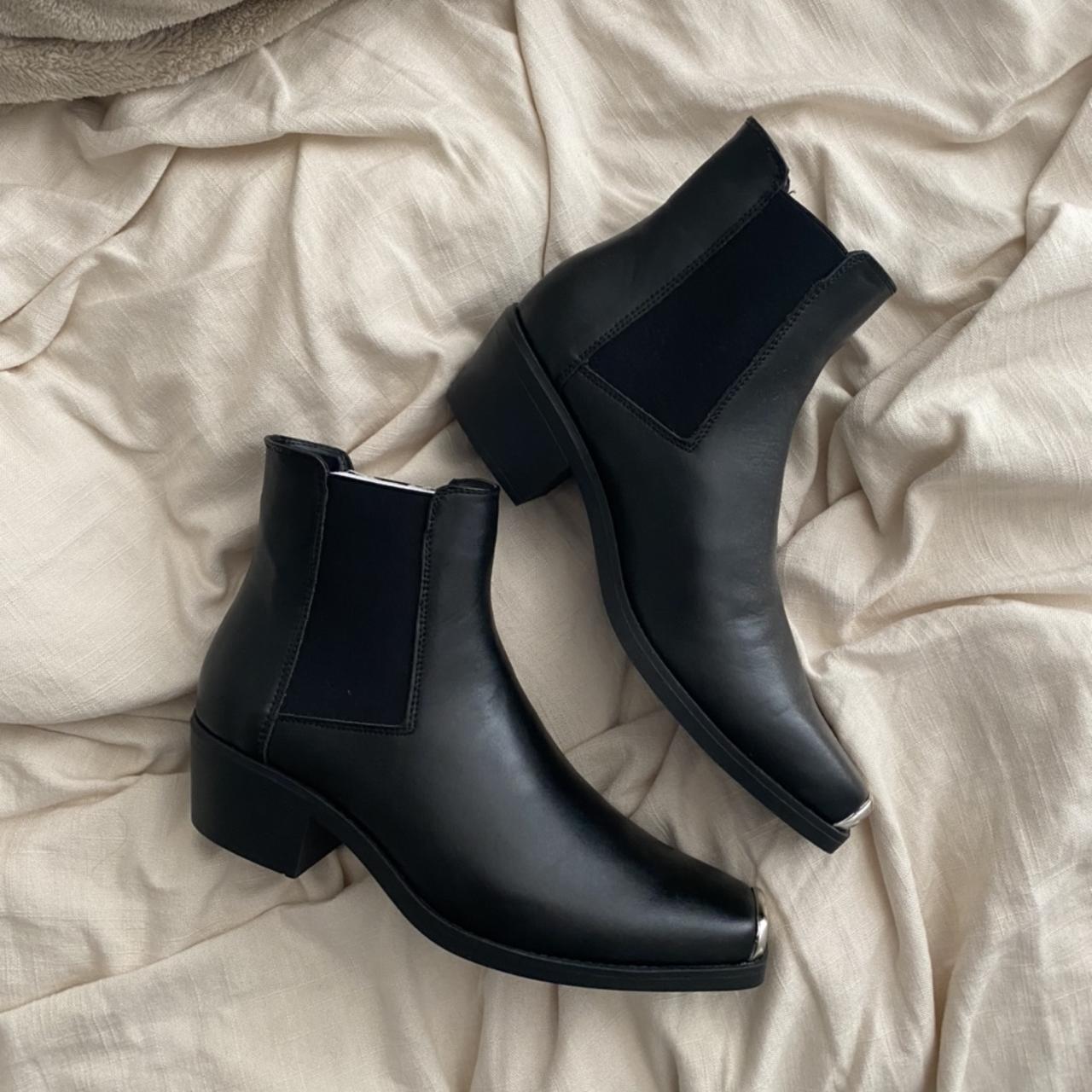 ASOS block heeled black boots with square toe and... - Depop