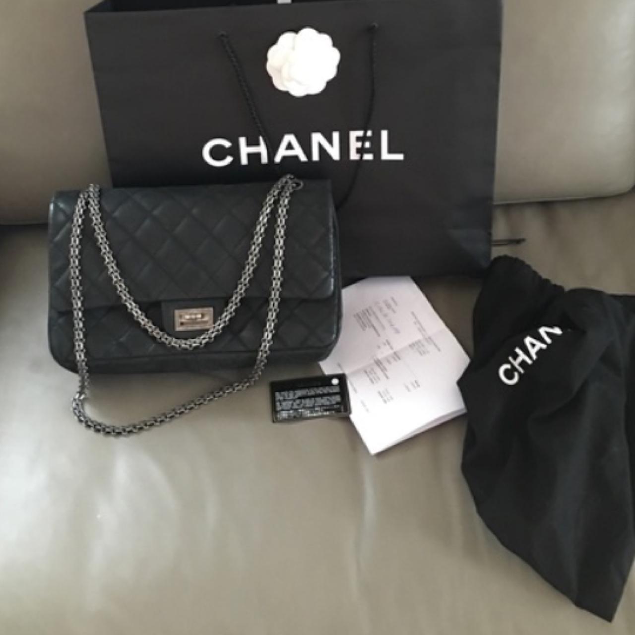 Original Chanel 2.55 reissue Black Silver comes with