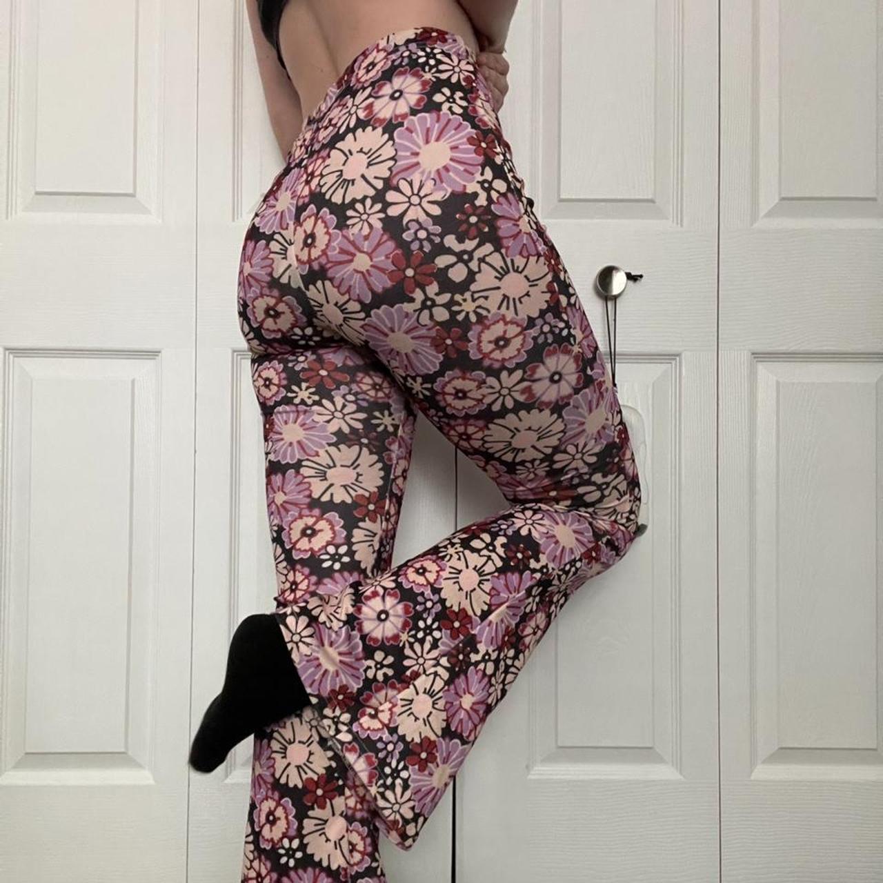 70s floral high wasted flare pants. From nasty gal.... - Depop