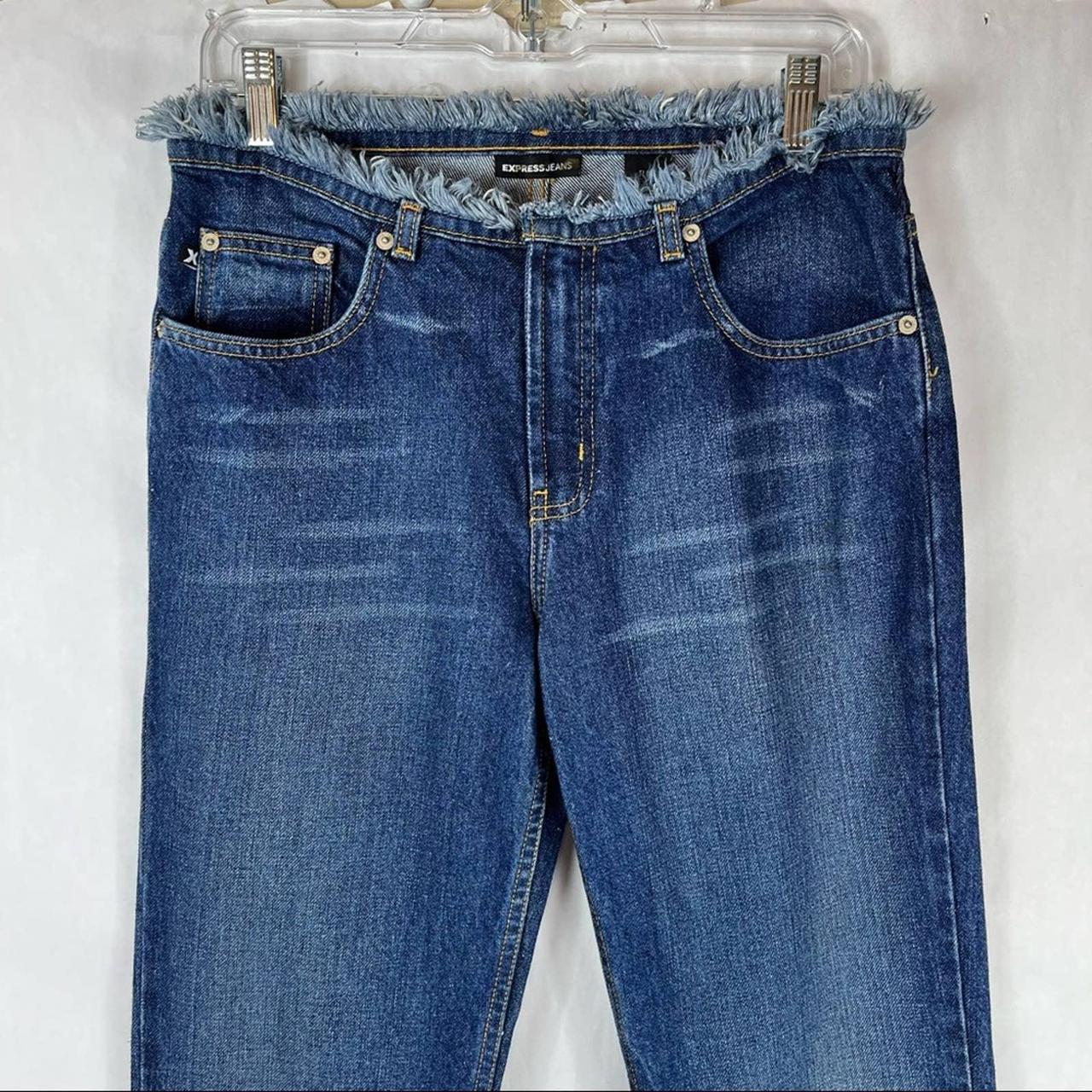 Y2K Style 100% Cotton Express Jeans Flare Leg Raw... - Depop