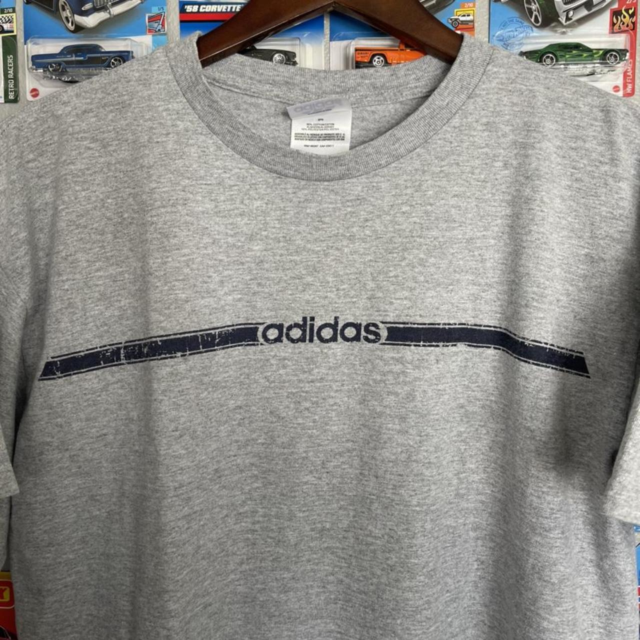 Adidas Men's Grey and Navy T-shirt | Depop