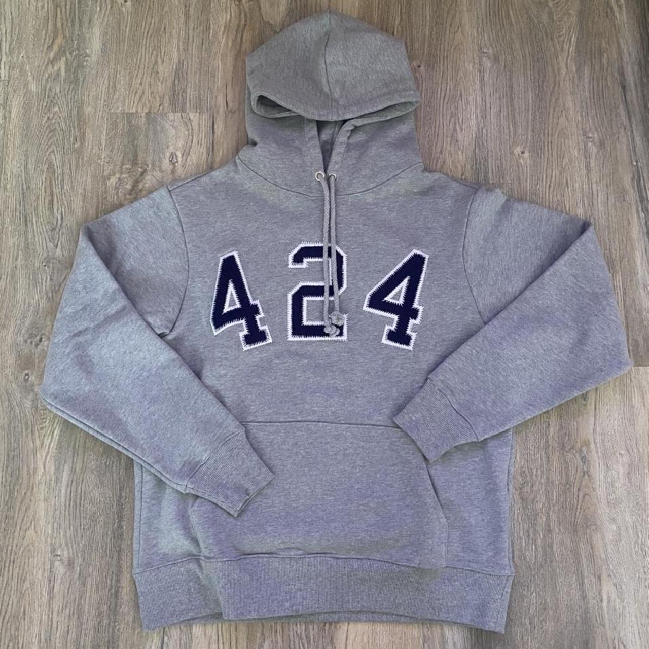FOURTWOFOUR Men's Grey and Navy Hoodie