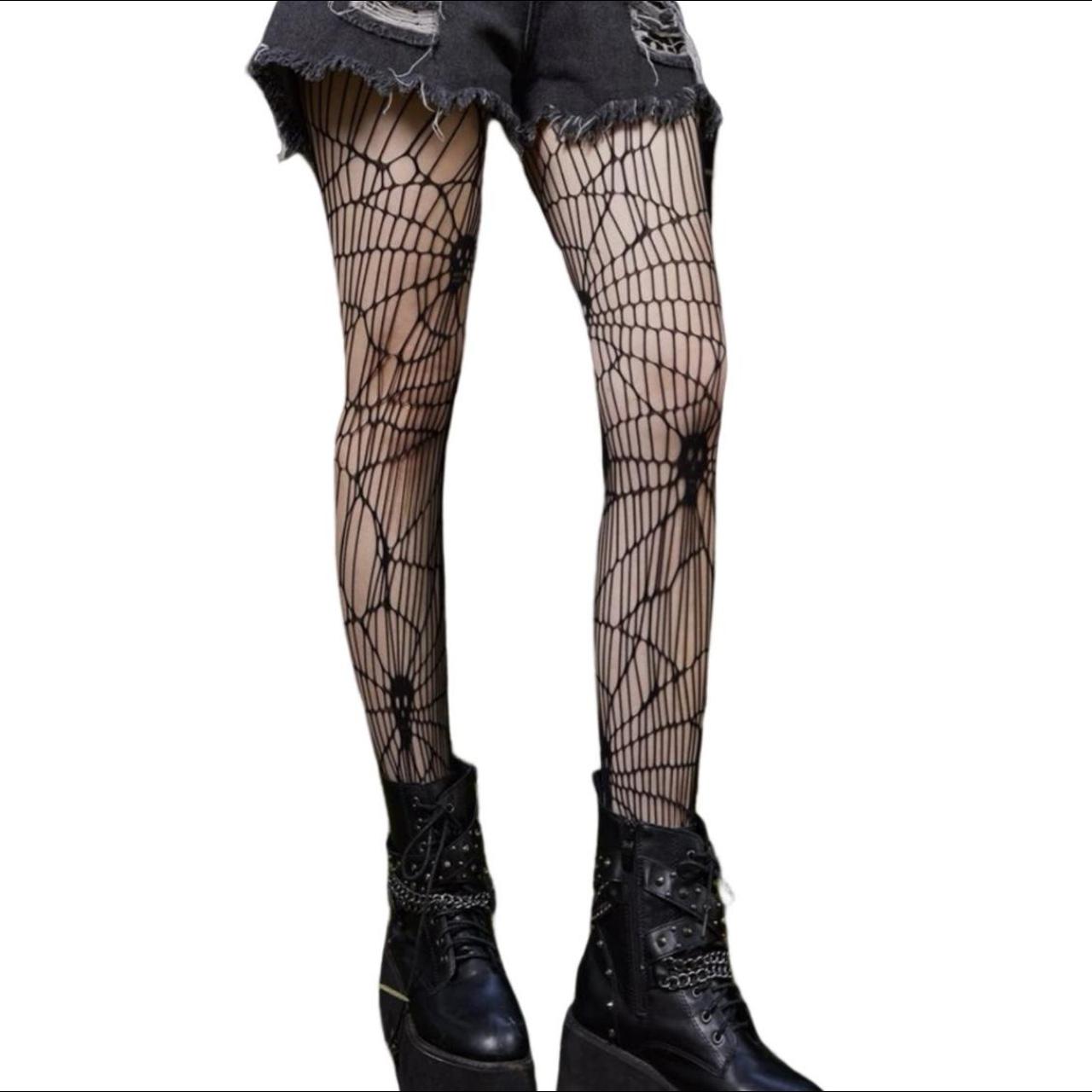 Webbed lie tights Gothic tights new . One size .... - Depop