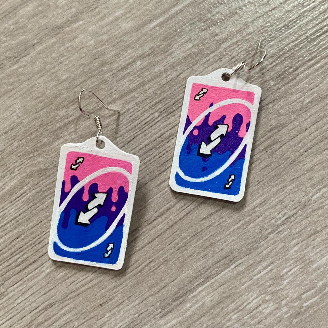 red uno reverse card earrings - Depop