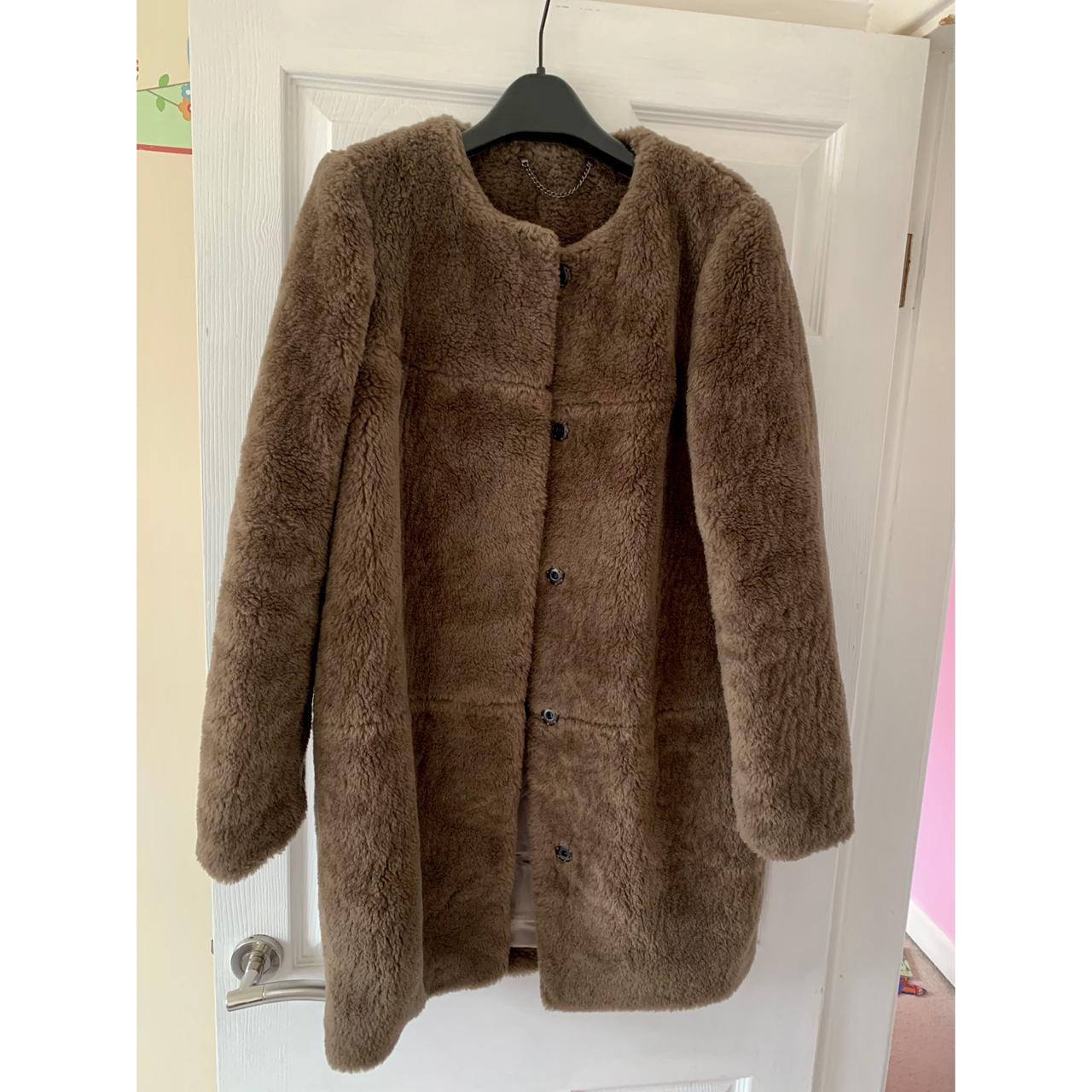 Topshop Petite Grey Faux Fur Jacket Size 6 Very good - Depop