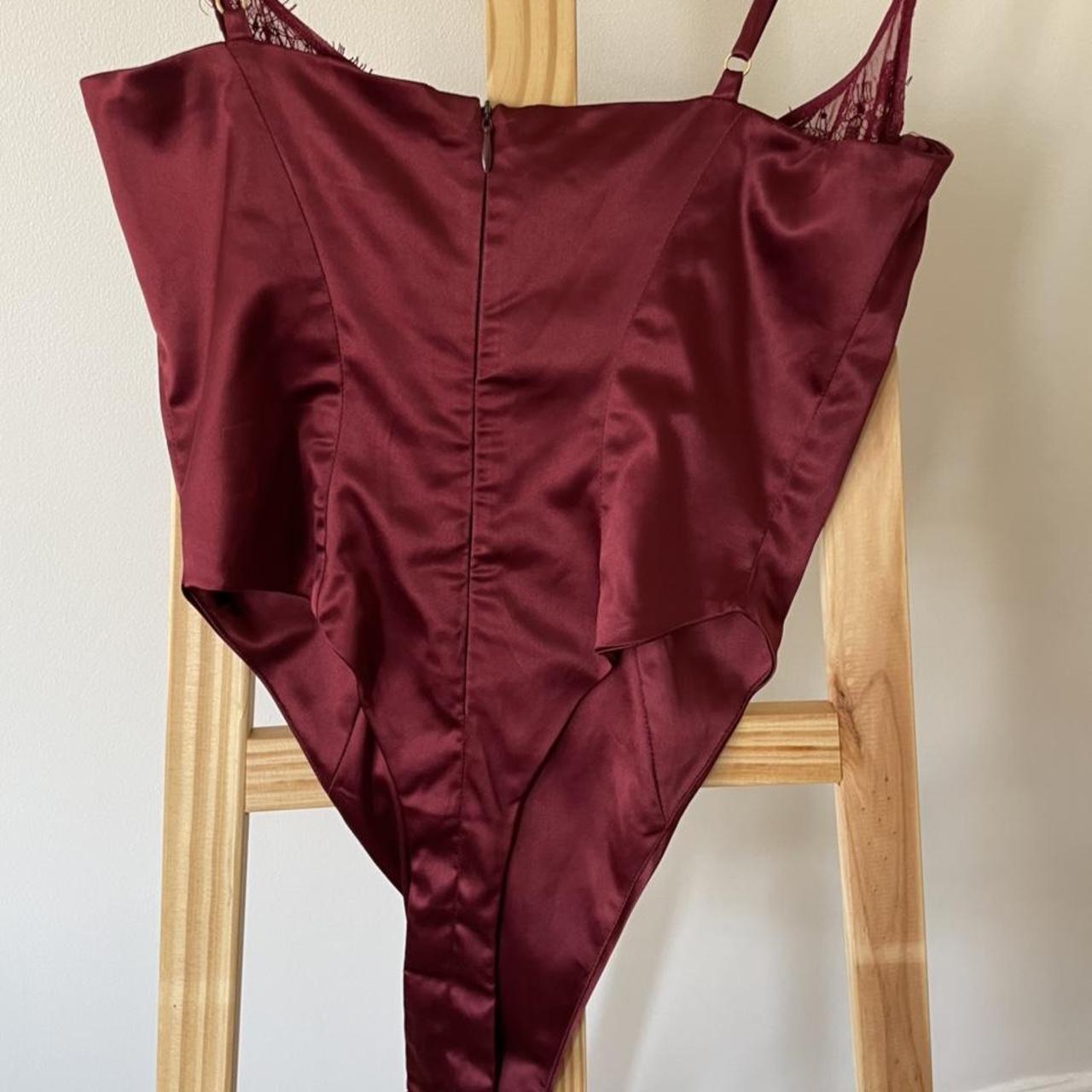 OH POLLY BODY SUIT - burgundy body suit - size 8 -... - Depop