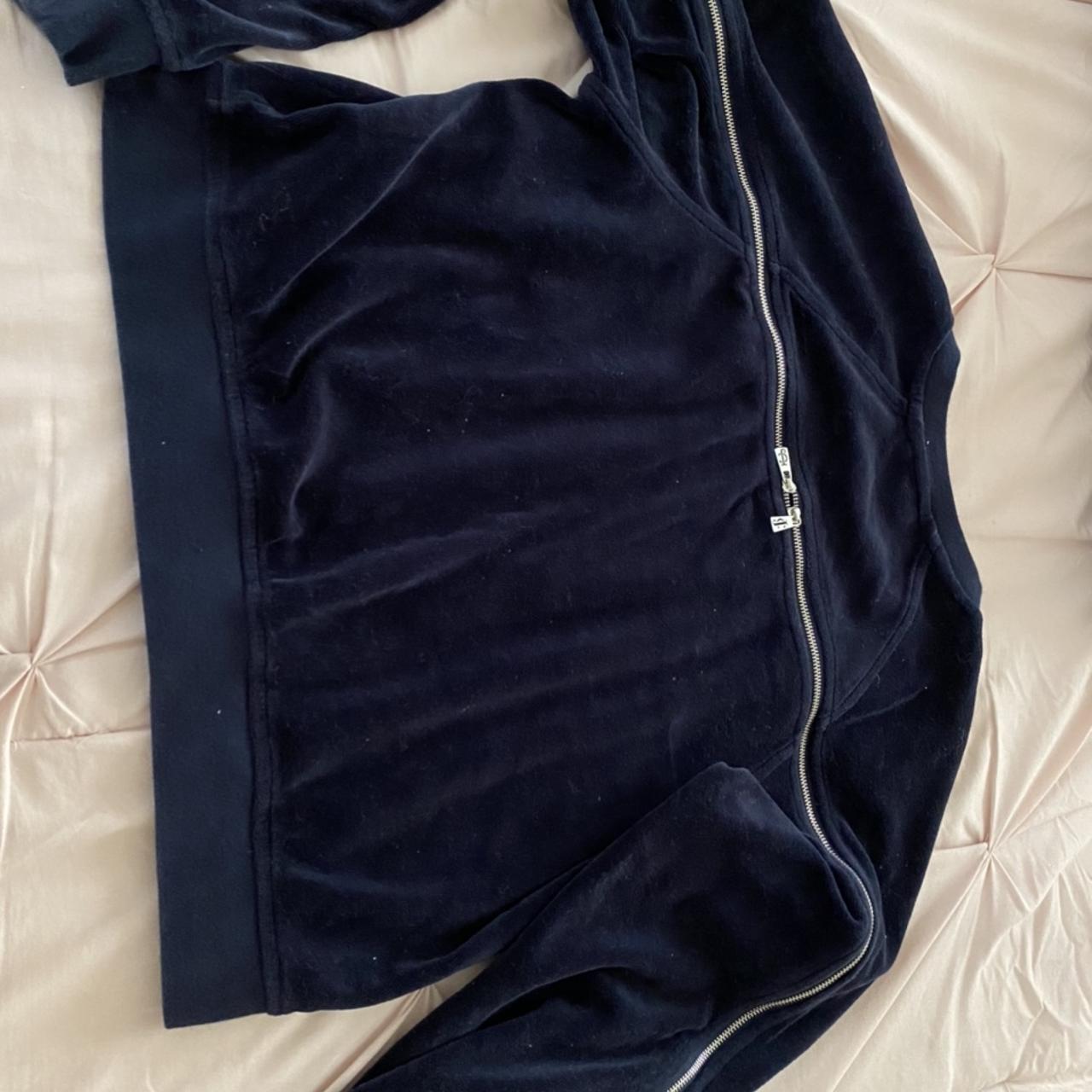 Navy blue stretchy velvet Juicy Couture sweatsuit ... - Depop