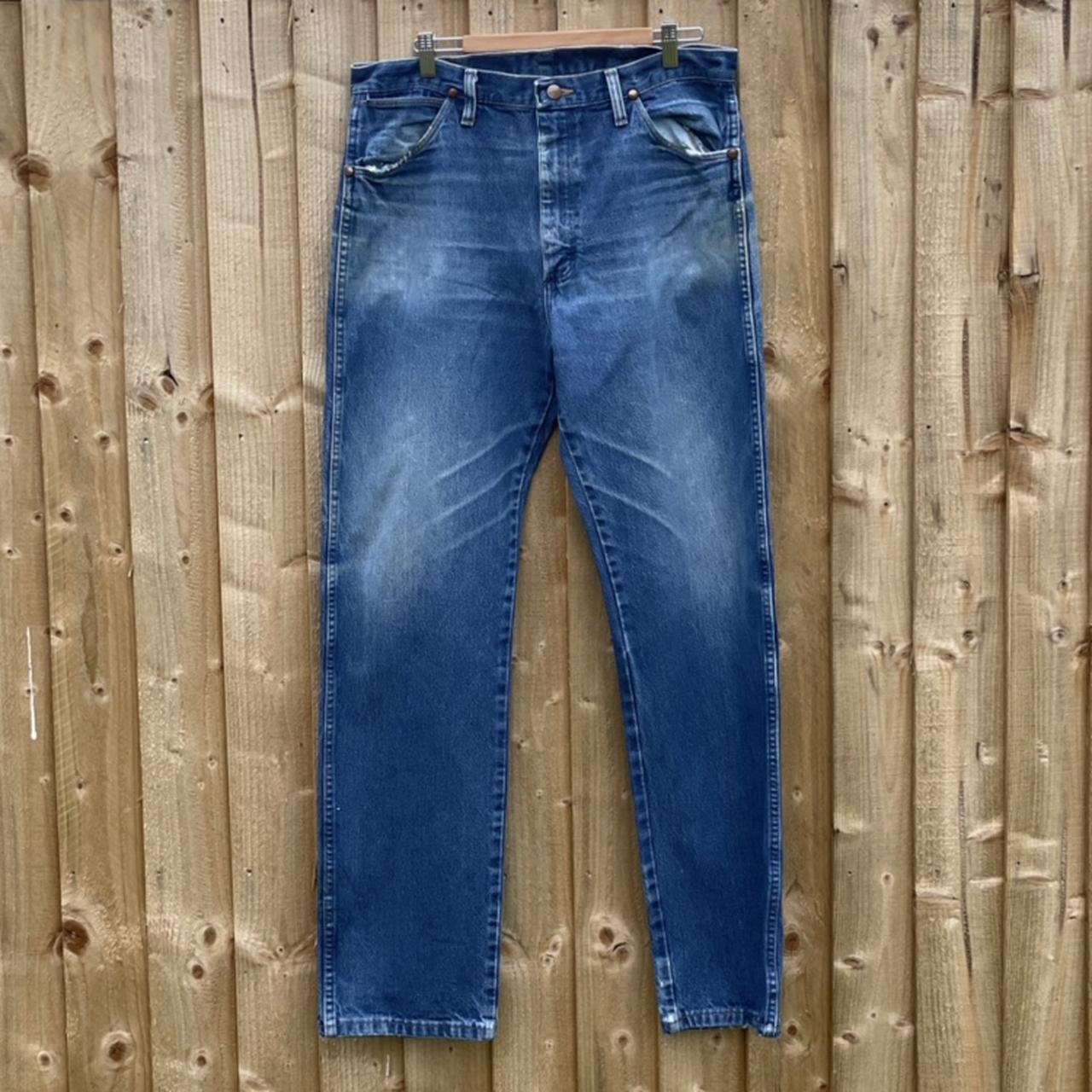 Navy Regular Fit Wrangler Jeans Tag Size W34... Depop