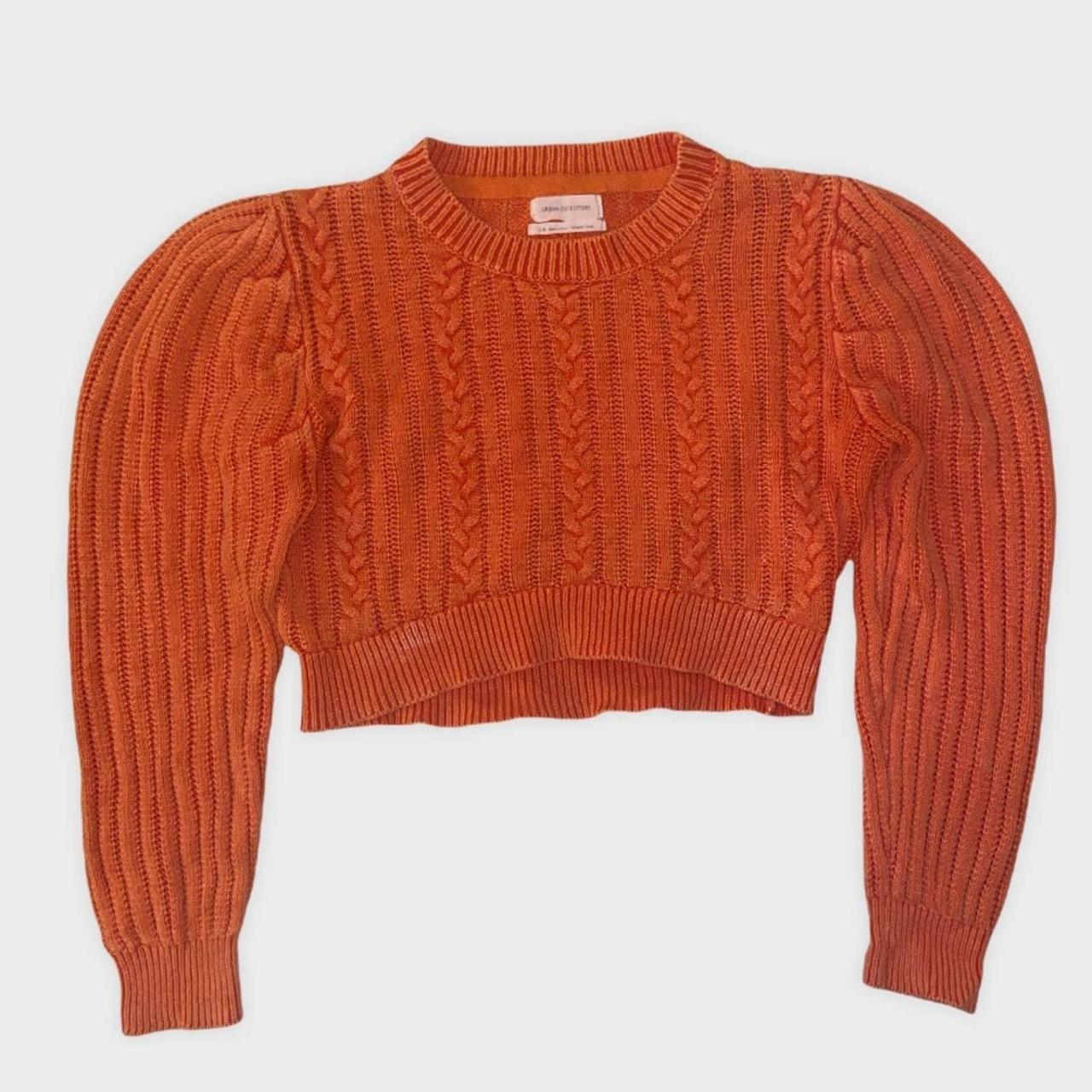 Urban outfitters orange knit cropped sweater with... Depop