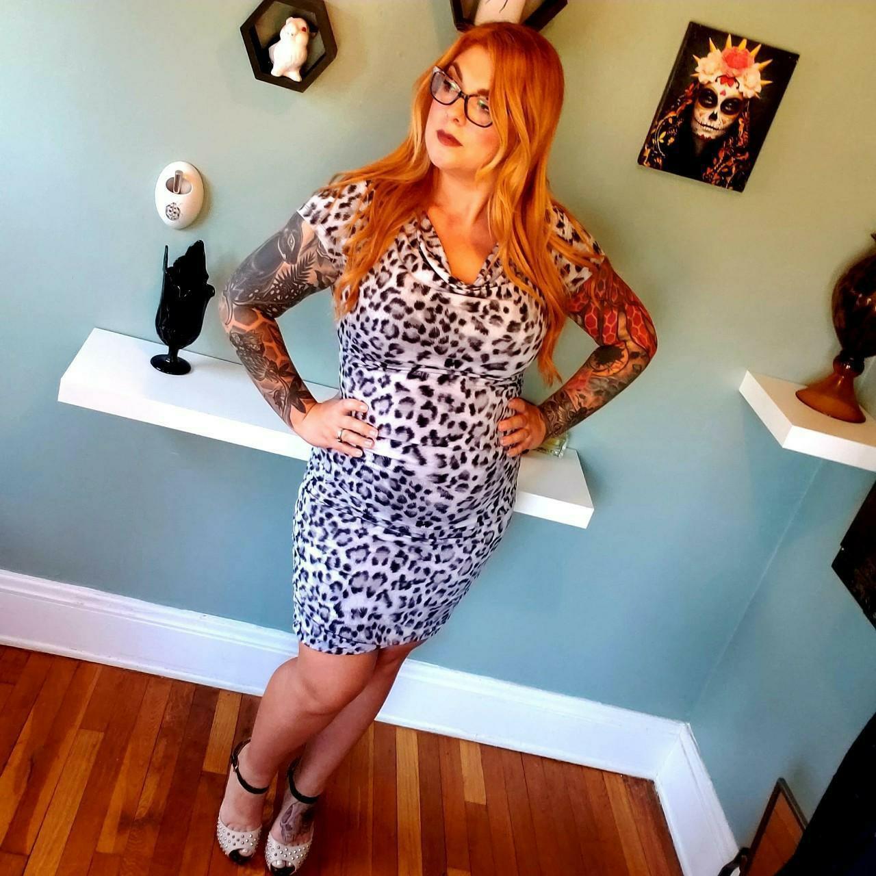 Y2k Snow Leopard Print Dress Size Medium Model:... - Depop