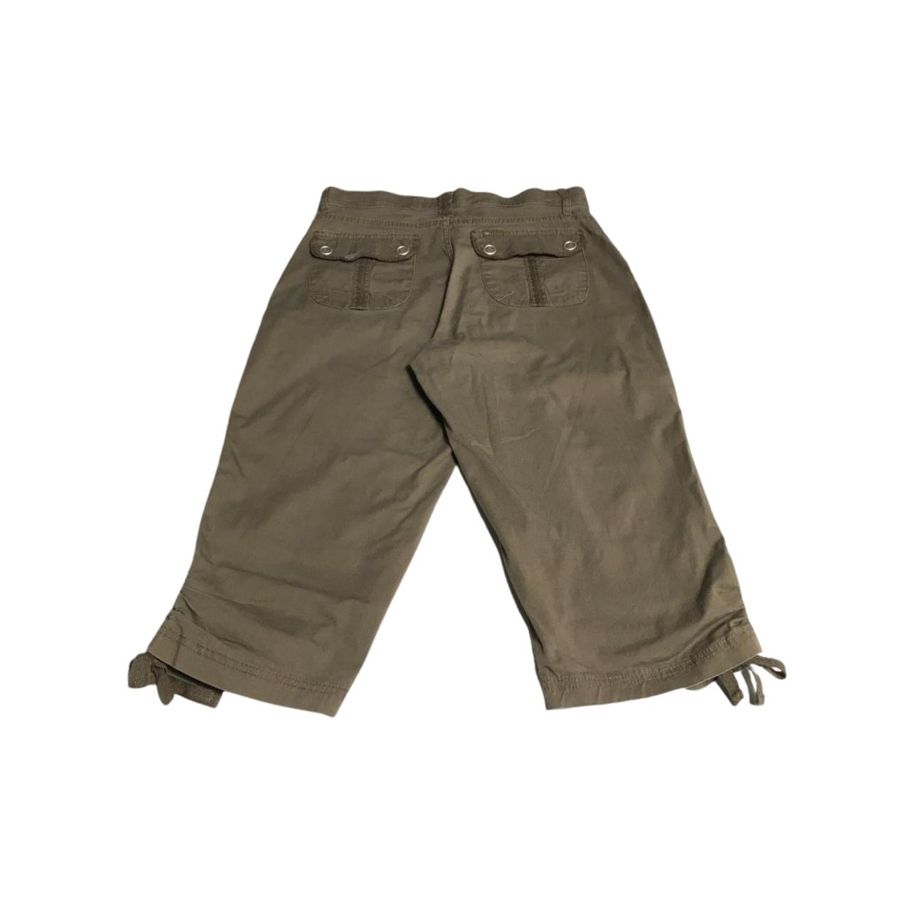 Women's Brown Cargo Capri Pants Cotton Stretched