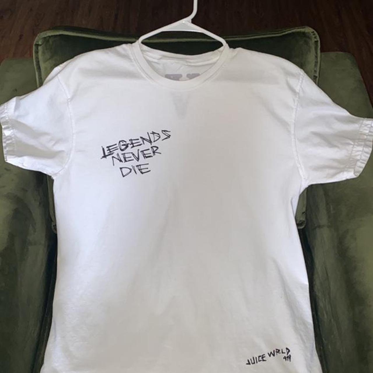 Vlone x Juice Wrld Legends Never Die T-Shirt “White”... - Depop