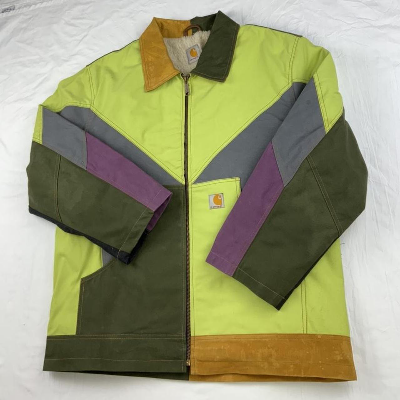 Vintage Carhartt Reworked patchwork Workwear jacket... - Depop