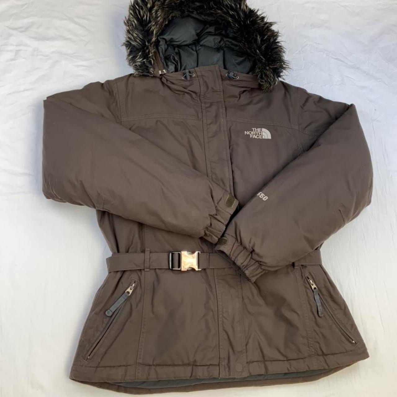 The North Face Brown 550 fur hooded women’s puffer... - Depop