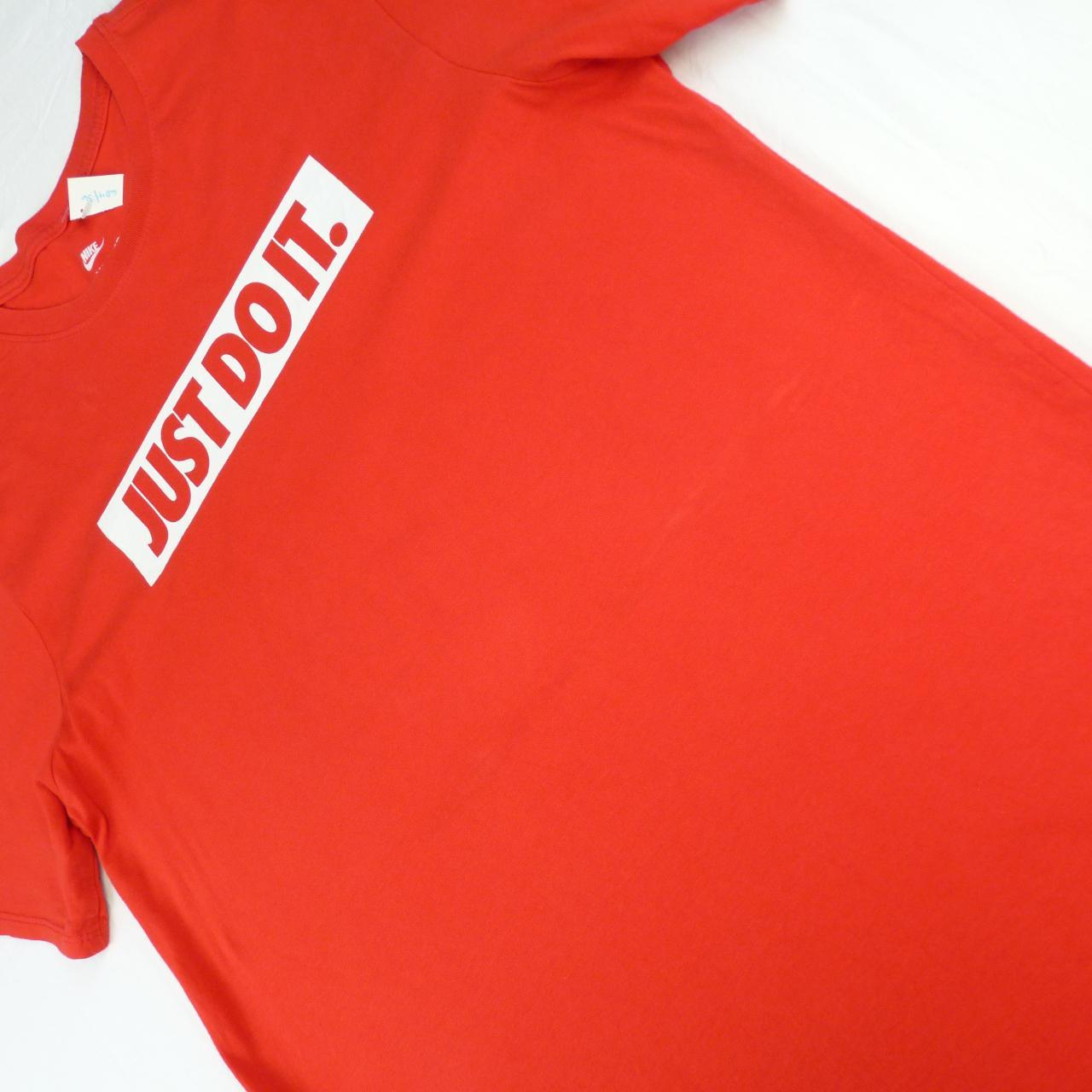 Nike red T Shirt with spell out just do it logo on... Depop