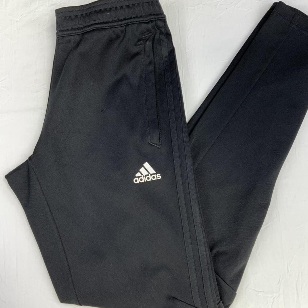 Adidas black sports straight joggers with... - Depop
