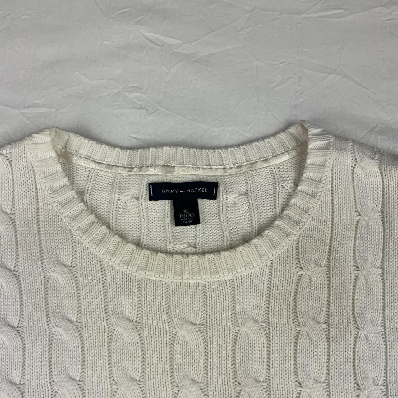 Vintage Tommy Hilfiger round neck cable knit jumper... - Depop