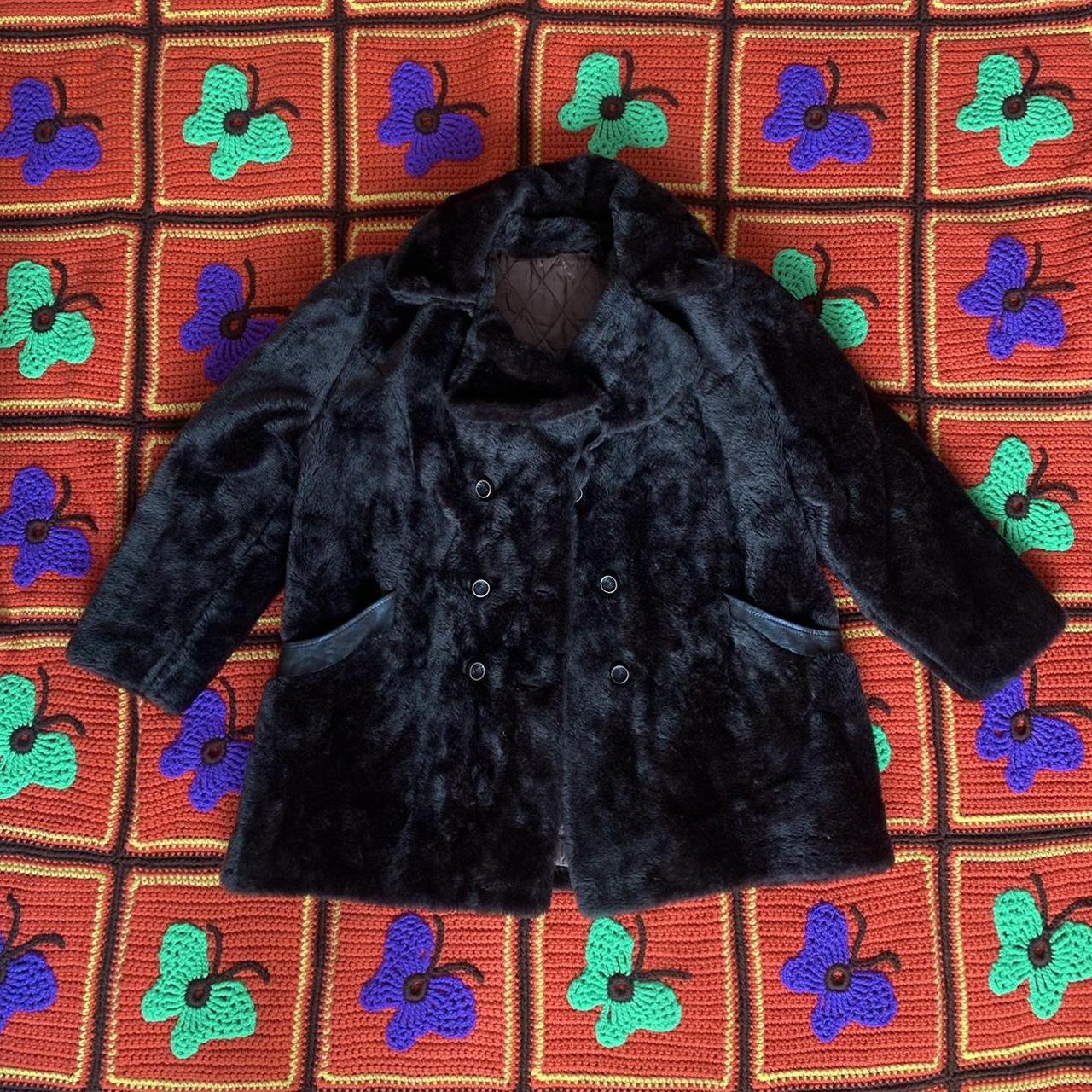 vintage black fur coat 🧸 1960s ⭐️ the coolest fur... - Depop