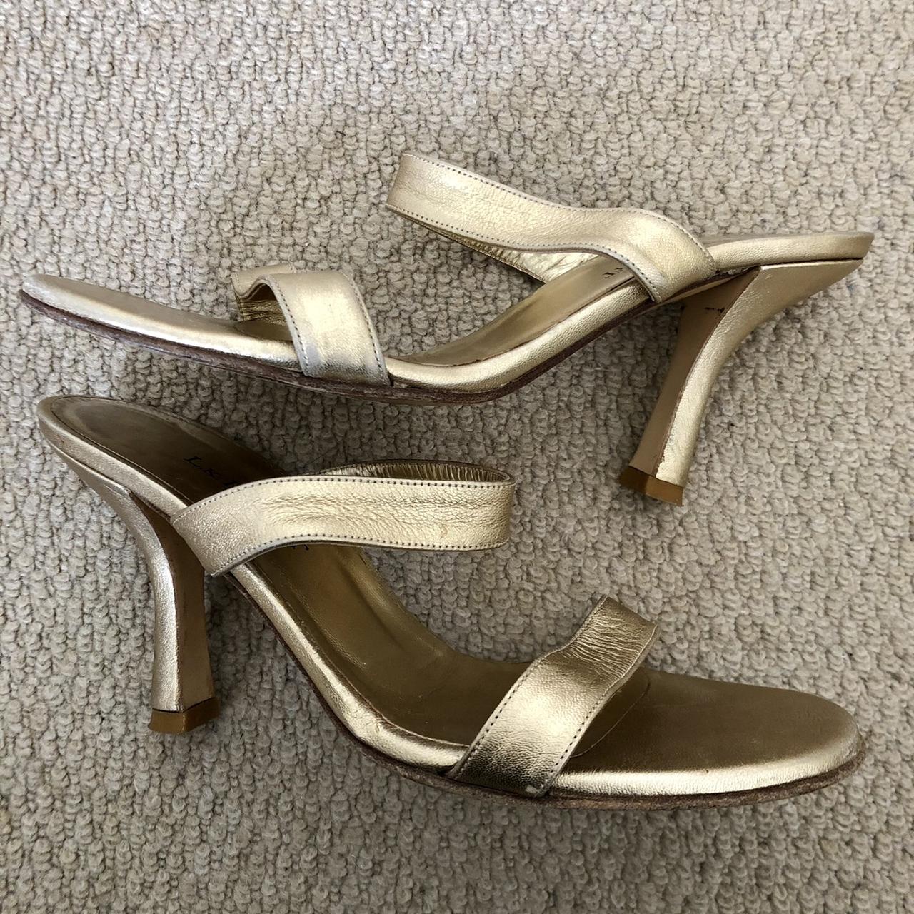 L.K. BENNETT kitten heel gold leather strappy Depop