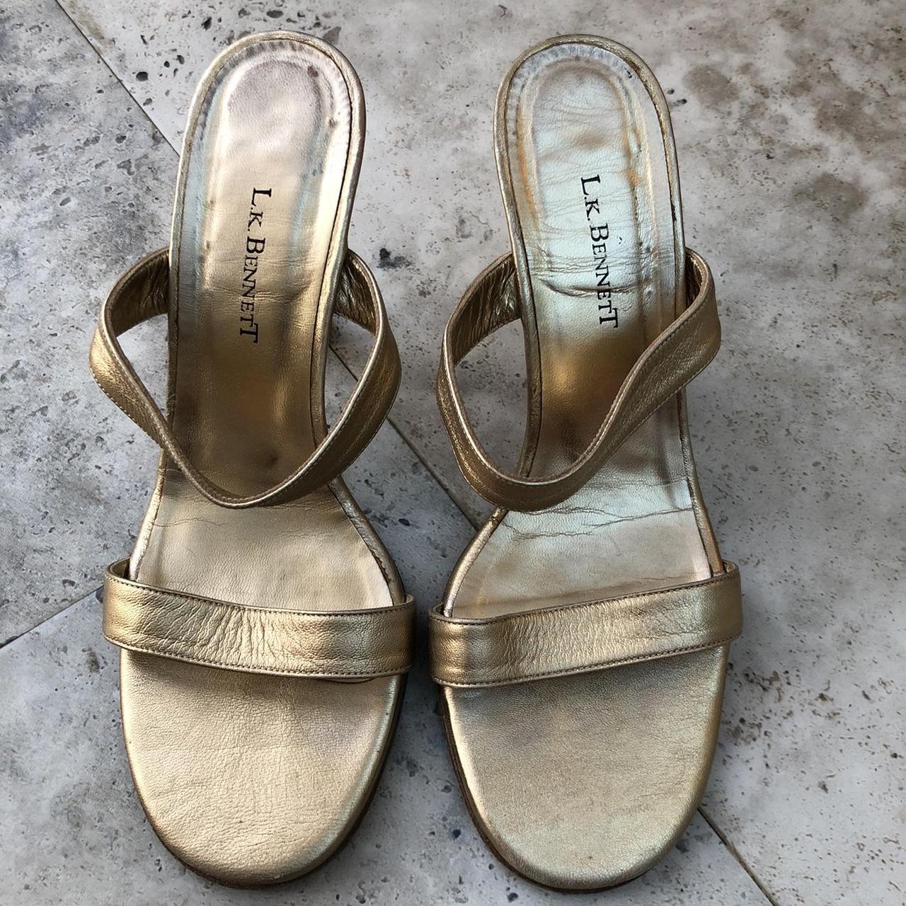 L.K. BENNETT kitten heel gold leather strappy Depop