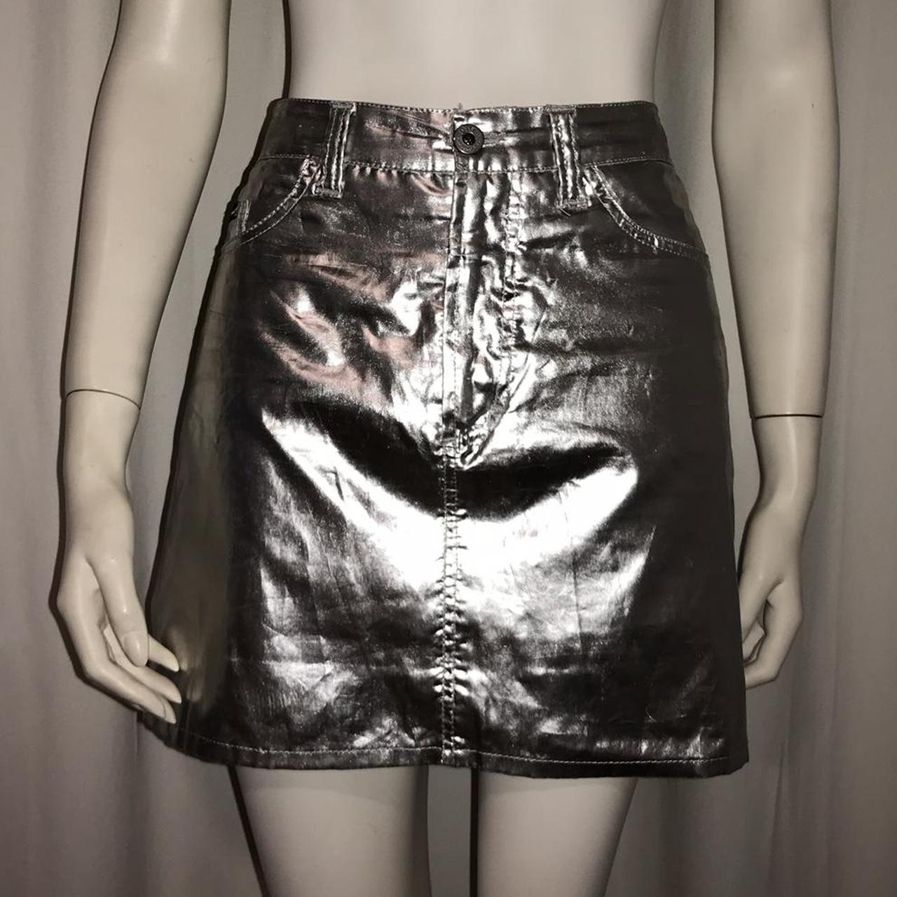 D&G dolce & Gabbana silver metallic skirt circa aw... - Depop