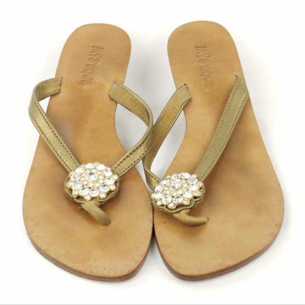 Mystique Boutique Women's Gold Sandals Depop