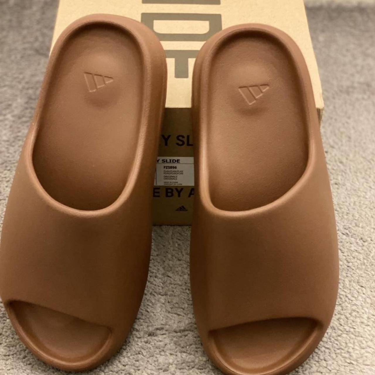 brown fake yeezy slides