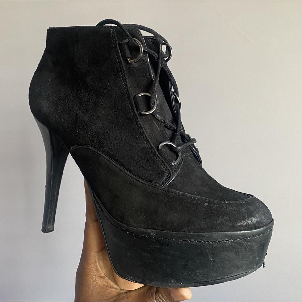 Topshop black suede leather chunky platform lace up