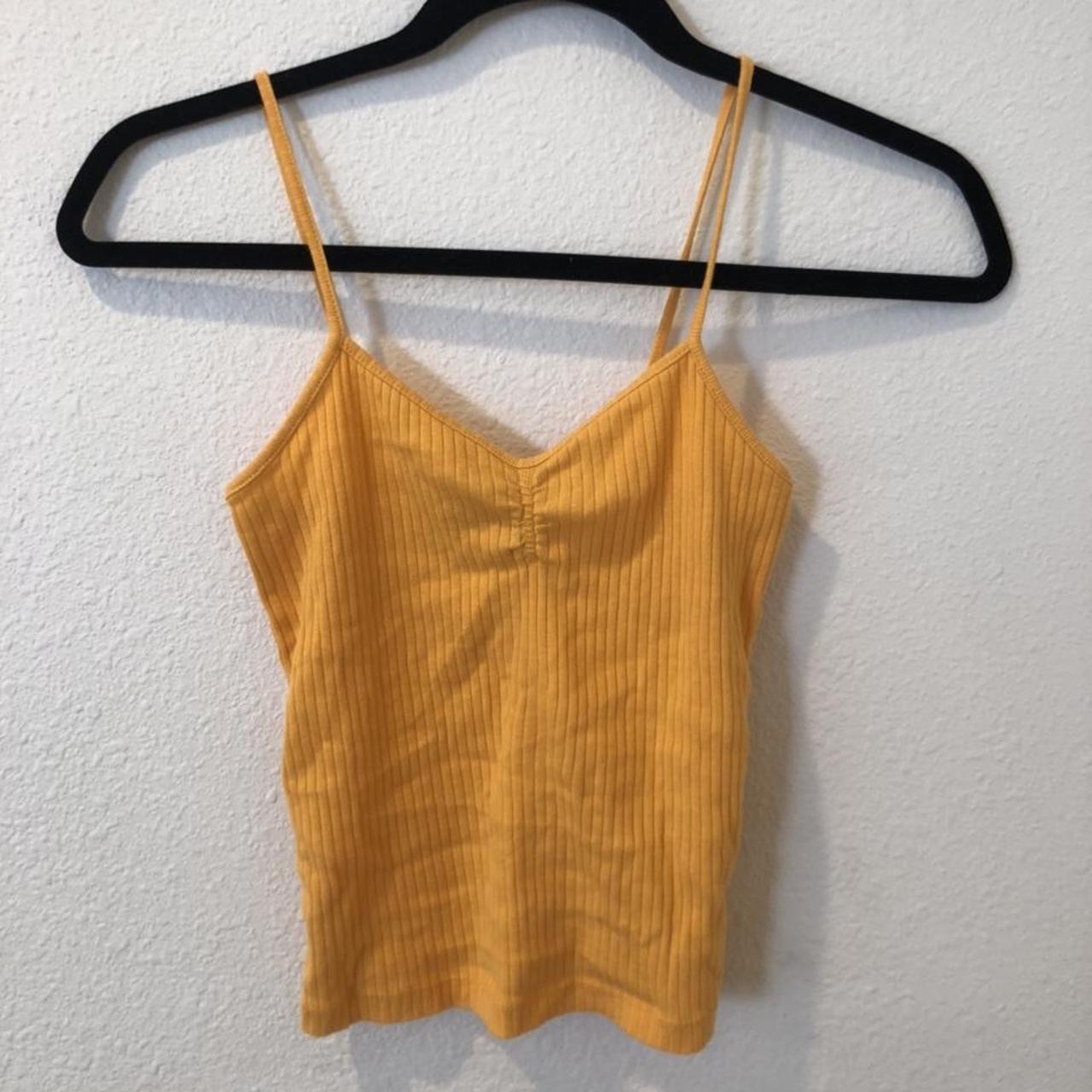 Ribbed Mustard yellow tank top from top shop Size -... - Depop