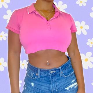 pink polo crop top