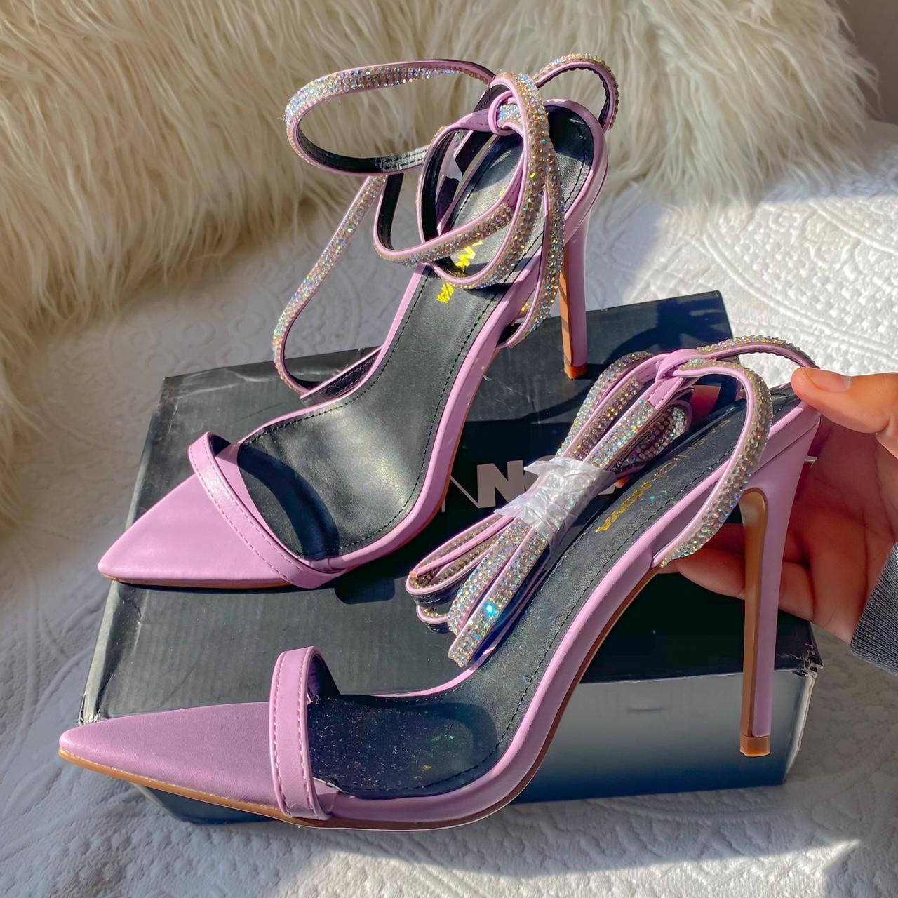 lilac rhinestone fashionnova heels 👠 (“all about... - Depop