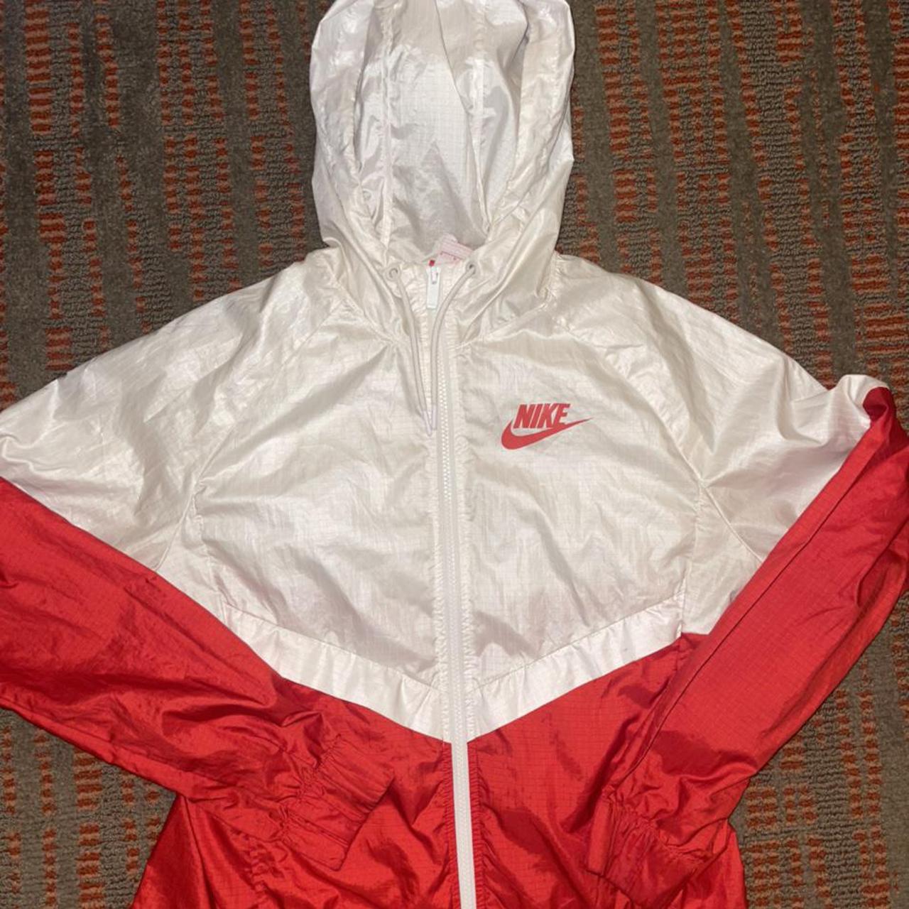 Red and White Windbreaker • size:... - Depop