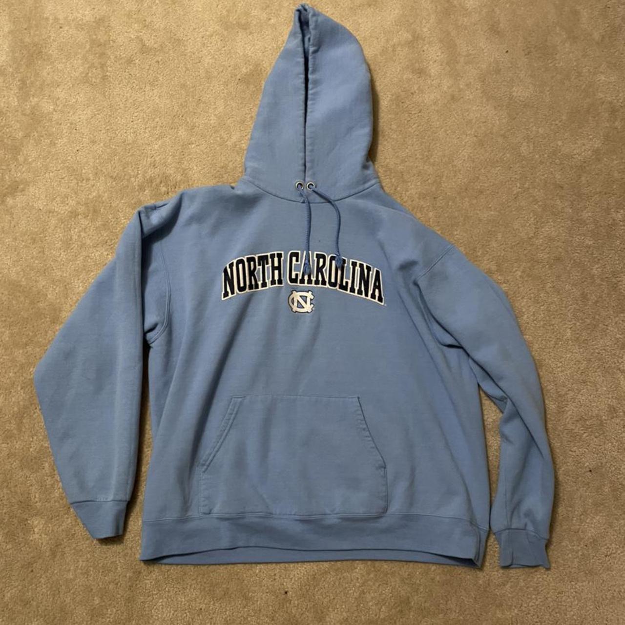 Vintage North Carolina Spell Out Champion Hoodie... - Depop