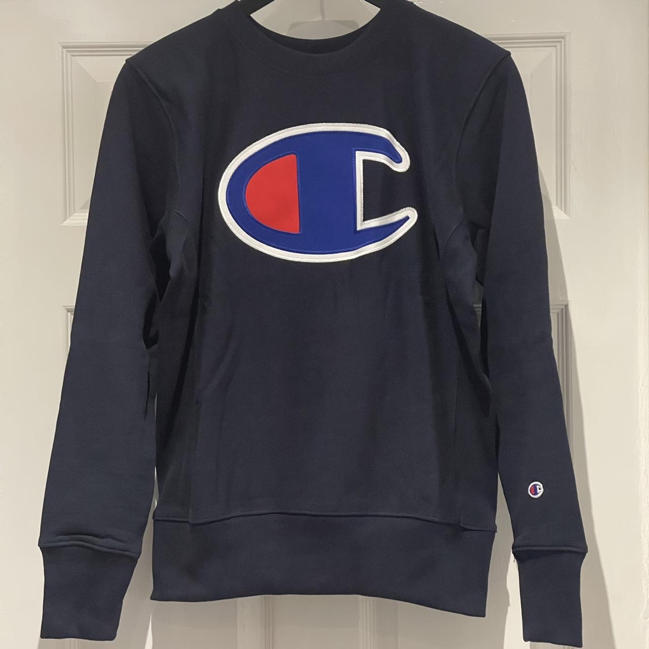 Champion Men's Navy Sweatshirt | Depop