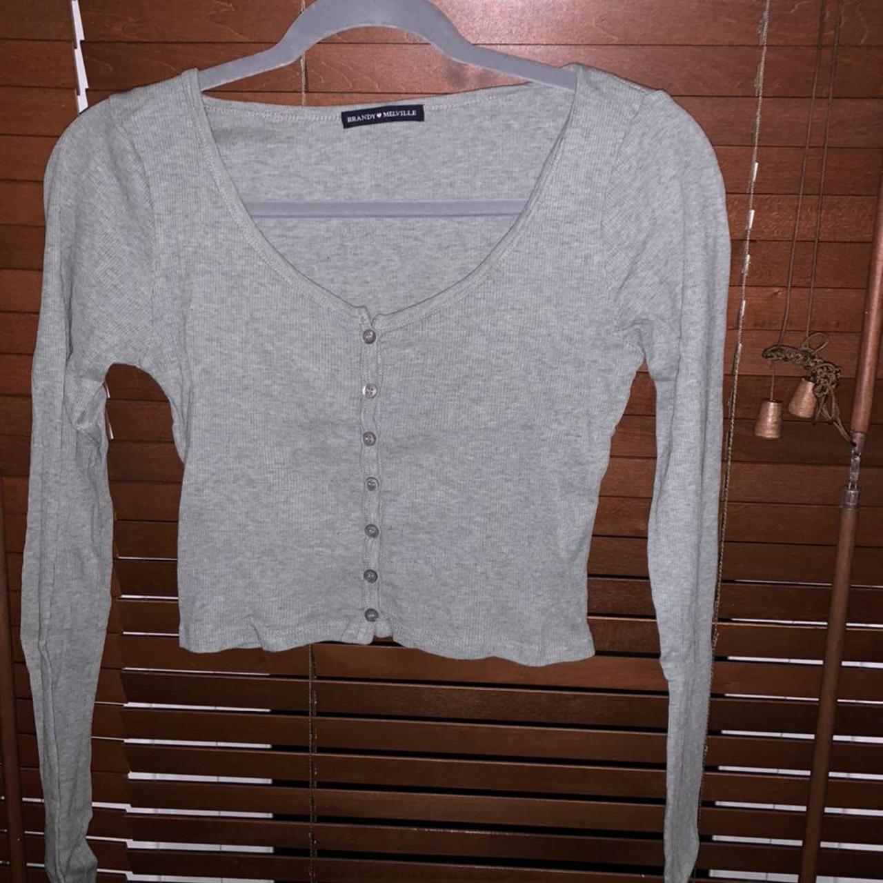 Brandy Melville Women's Grey Shirt Depop
