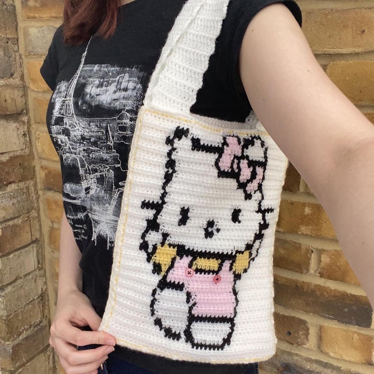 Handmade crochet hello kitty tote bag Additional... - Depop