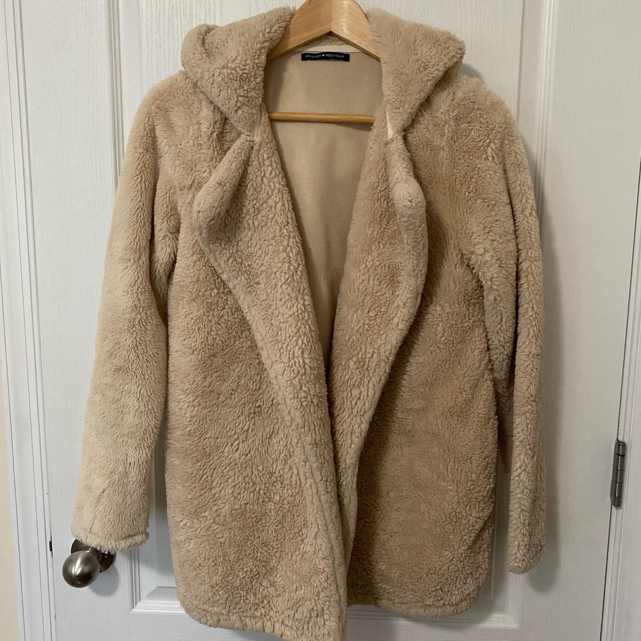 brandy melville faux fur teddy bear jacket (open... - Depop