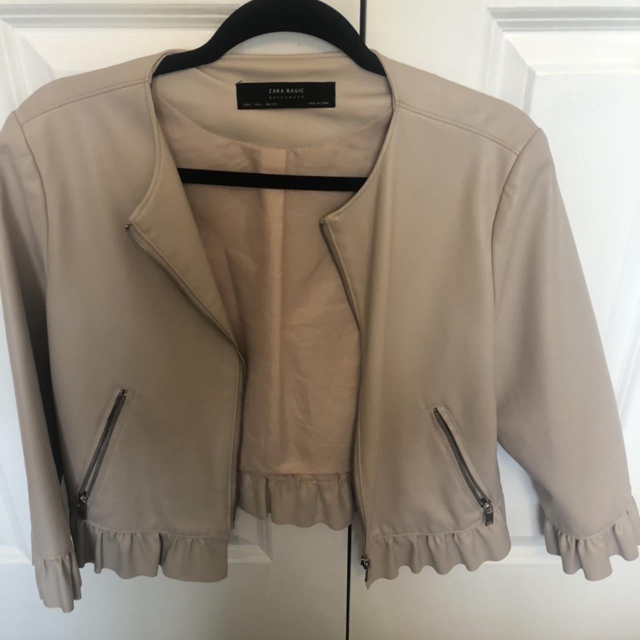 Cream Zara frill hem jacket size M would fit size... Depop