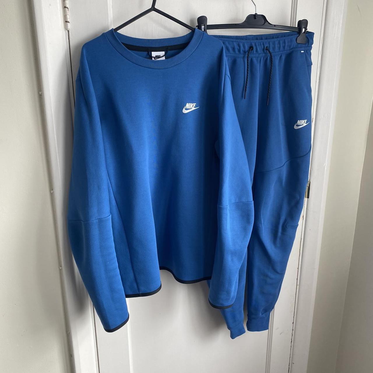 mens nike tech fleece tracksuit blue
