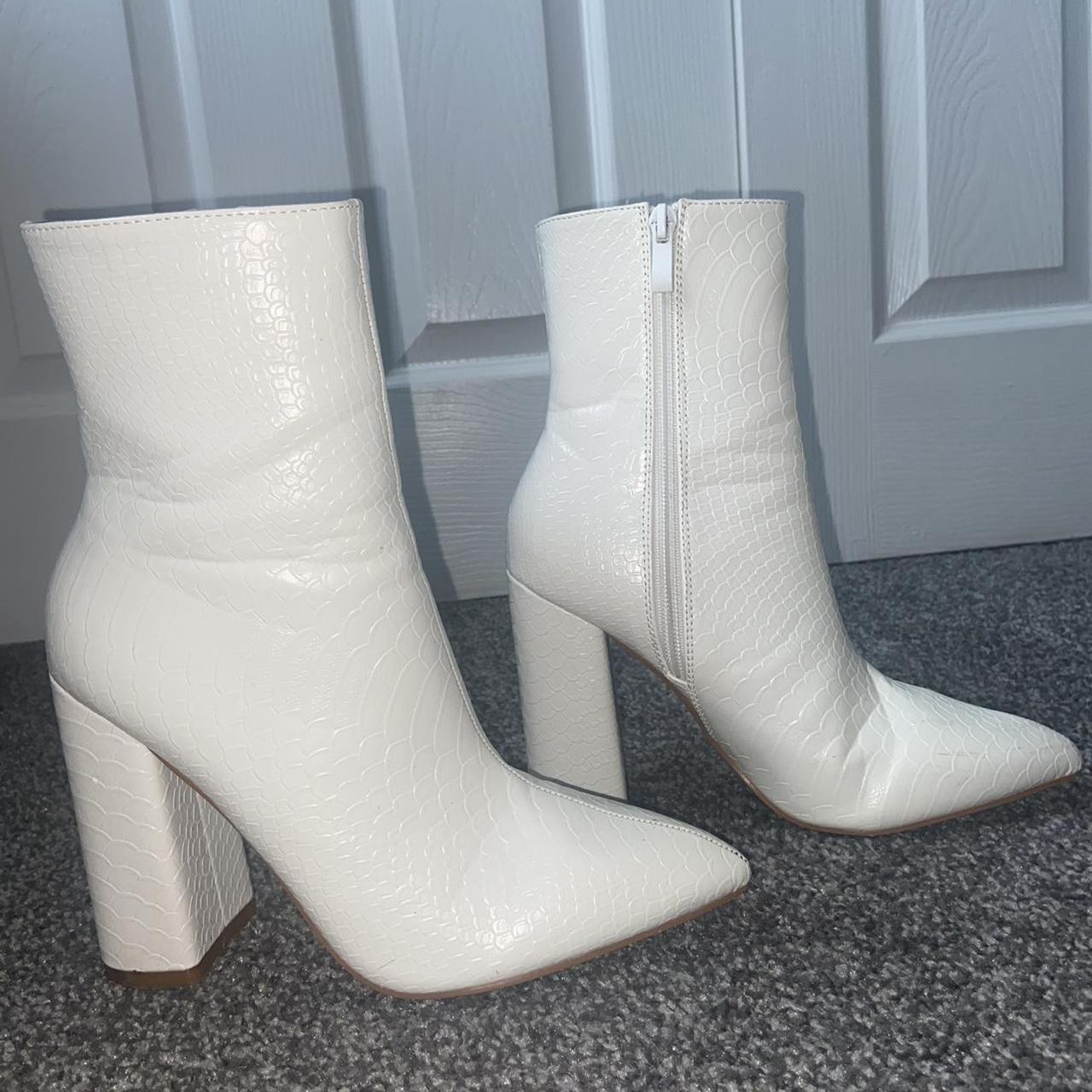 White Faux Snake Ankle Boot Pretty Depop
